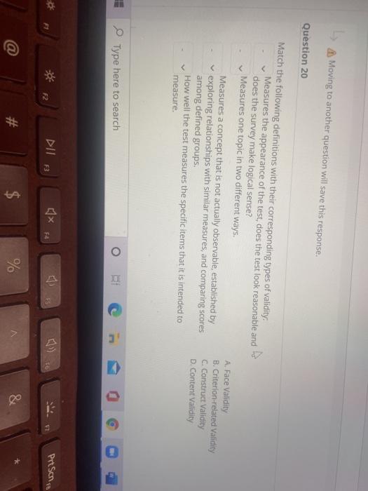 Moving to another question will save this