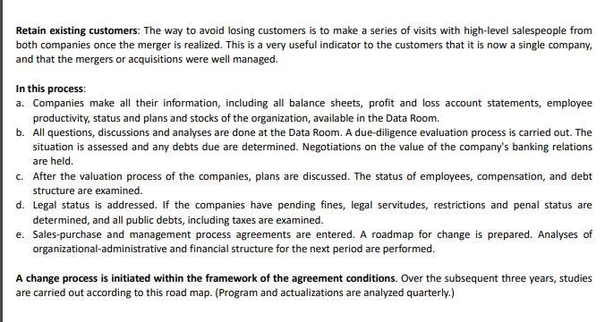Explain the Mergers and Acquisitions process