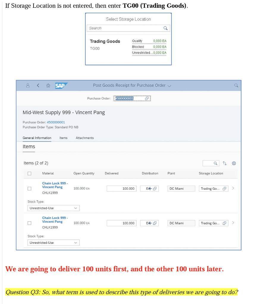 Question highlighted in yellow. Task Create Goods