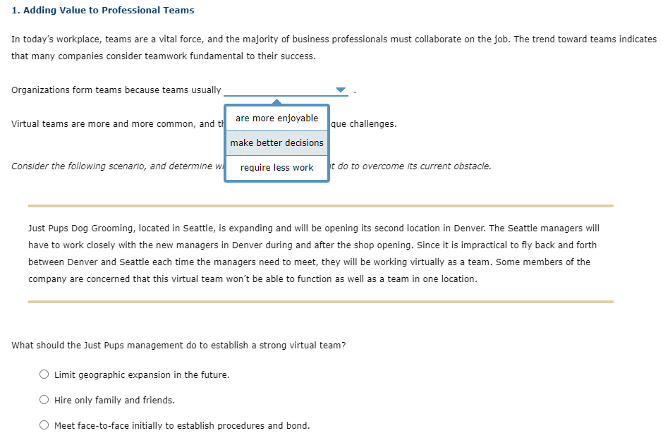 1. Adding Value to Professional Teams In today's