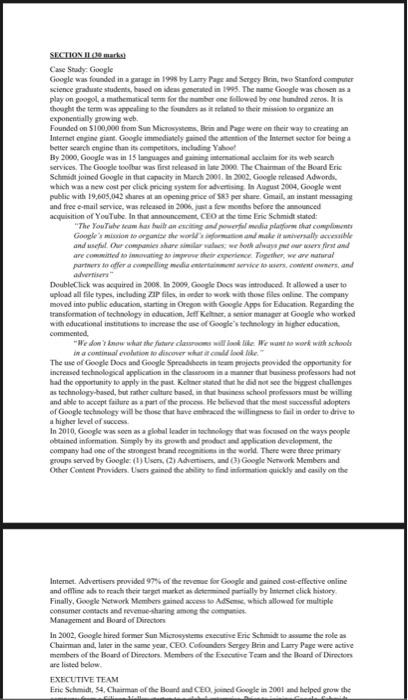 SECTION 11 mahal Case Staty: Google Google was