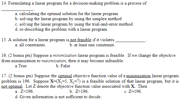 14. Formulating a linear program for a