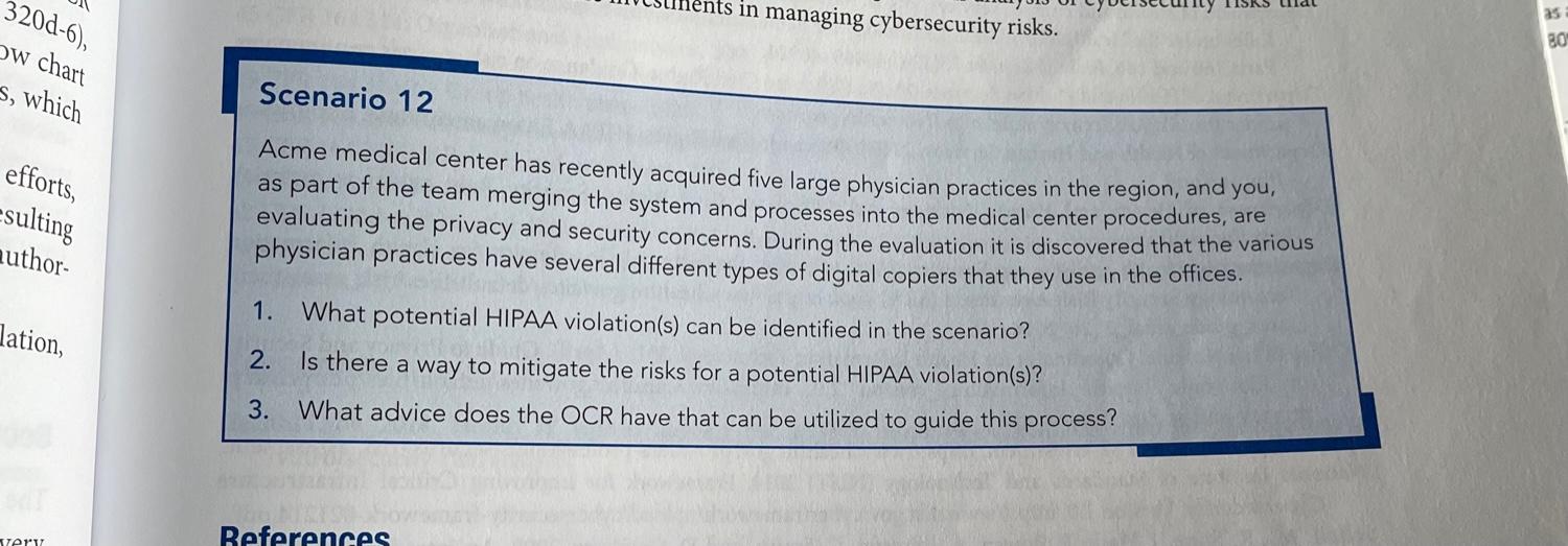 Each student needs to read Scenario 12 located on
