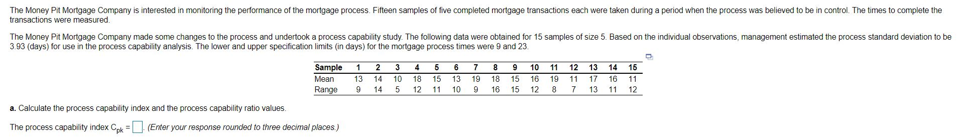 The Money Pit Mortgage Company is interested in