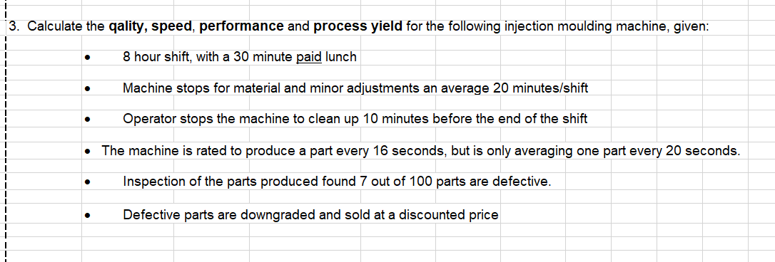 3. Calculate the qality, speed, performance and