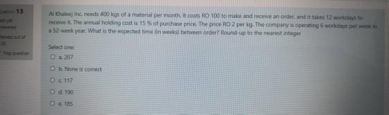 13 Al Khaleine needs 400 kg of a material per