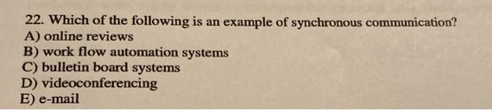 22. Which of the following is an example of