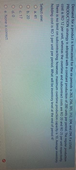 Demand for a product is forecasted for the six