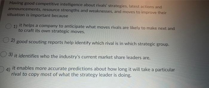 Having good competitive intelligence about