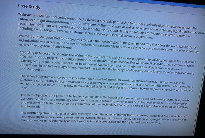 Can i get detailed answers? Case Study Walmart