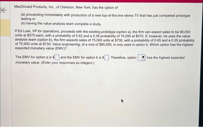 MacDonald Products, Inc., of Clarkson, New York,