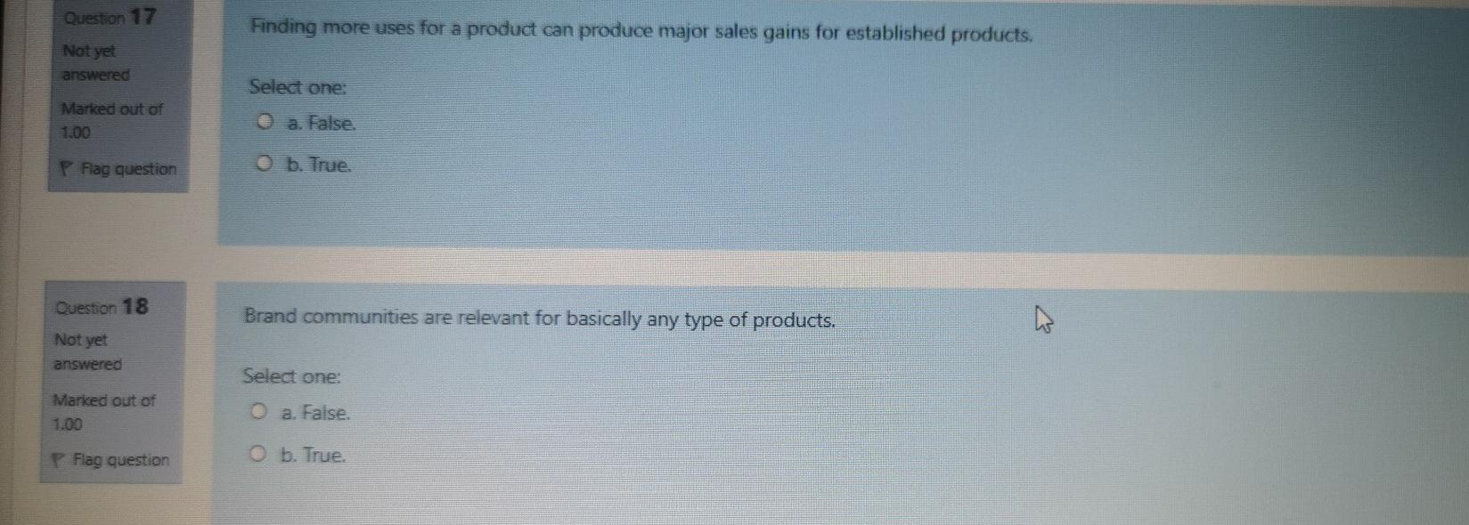 Question 17 Finding more uses for a product can