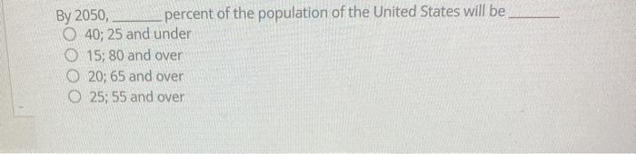 By 2050, percent of the population of the United