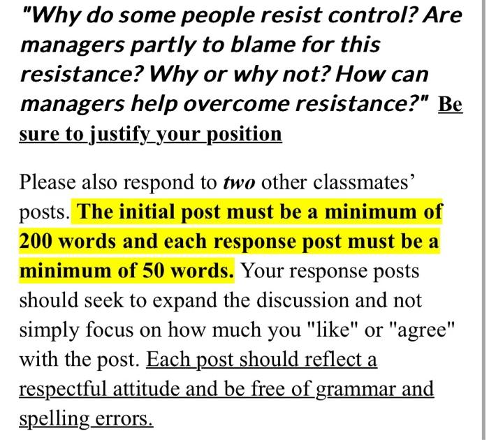 "Why do some people resist control? Are managers