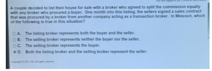 please select correct answer A couple decided to