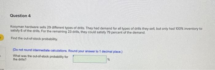 Question 4 Kooyman hardware sells 29 different