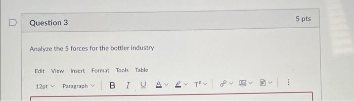 5 pts Question 3 Analyze the 5 forces for the