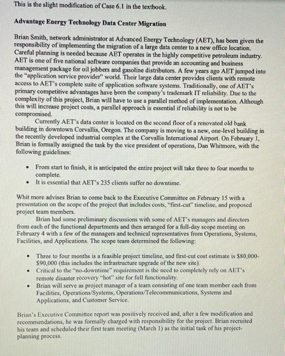 HELP!!! This is for my Project Management class