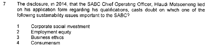 7 The disclosure, in 2014, that the SABC Chief