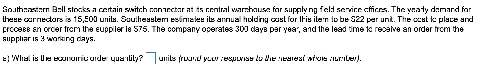 Southeastern Bell stocks a certain switch