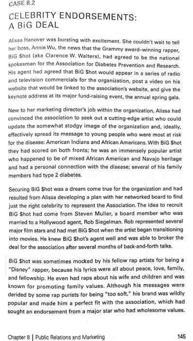 case CASE 8.2 CELEBRITY ENDORSEMENTS: A BIG DEAL