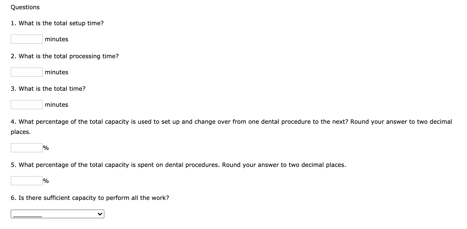 Excel Online Activity: Capacity A typical