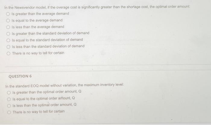 In the Newsvendor model, if the overage cost is
