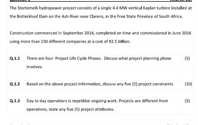 The Stortemelk hydropower project consists of a