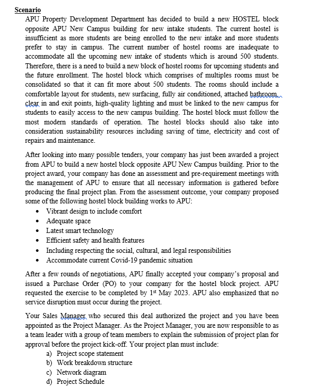 Scenario APU Property Development Department has