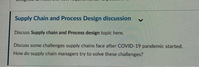 Supply Chain and Process Design discussion V