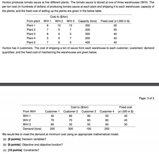 Huntco produces tomato sauce at five different