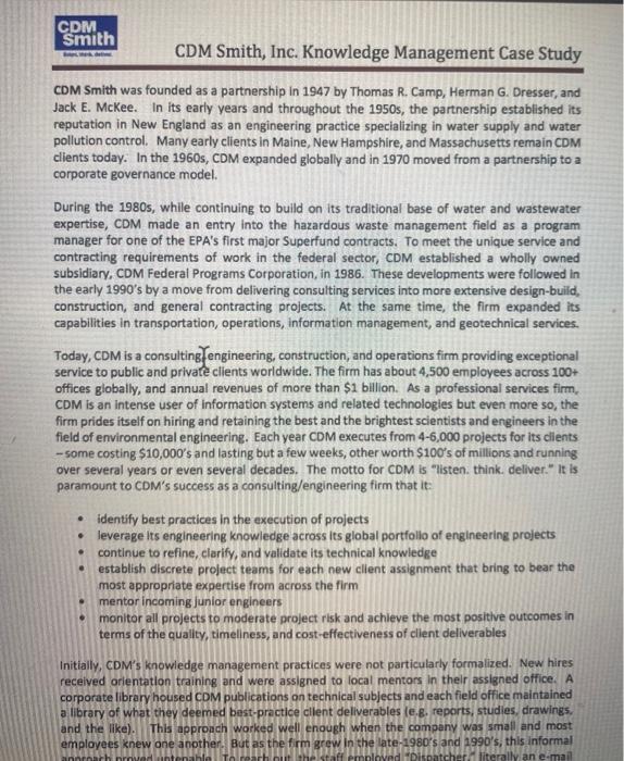 CDM Smith CDM Smith, Inc. Knowledge Management