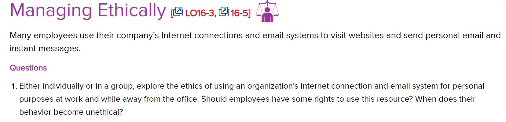 Managing Ethically 9L016-3, C 16-5] Many
