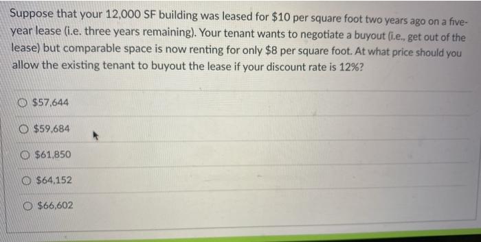Suppose that your 12,000 SF building was leased