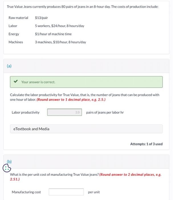Please help me answer question (b) True Value