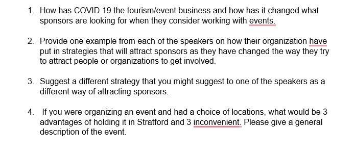 1. How has COVID 19 the tourism/event business
