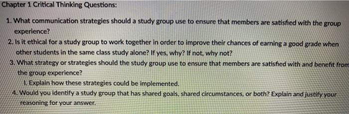 Chapter 1 Critical Thinking Questions: 1. What