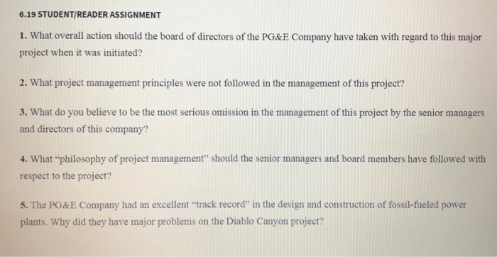 6.19 STUDENT/READER ASSIGNMENT 1. What overall