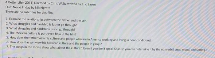 A Better Life (2011) Directed by Chris Weitz