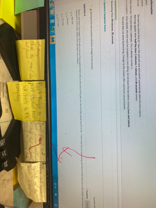 Information ption ctions Test This test has a