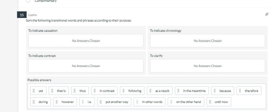 Please Answer 15 polnt Sort the following