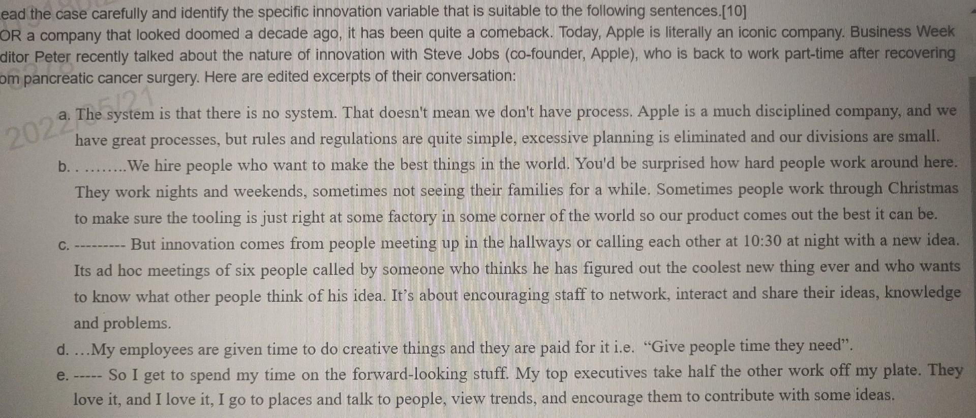 ead the case carefully and identify the specific