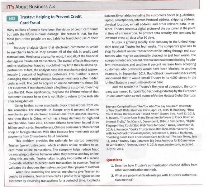 IT's About Business 7.3 MIS Trustev: Helping to