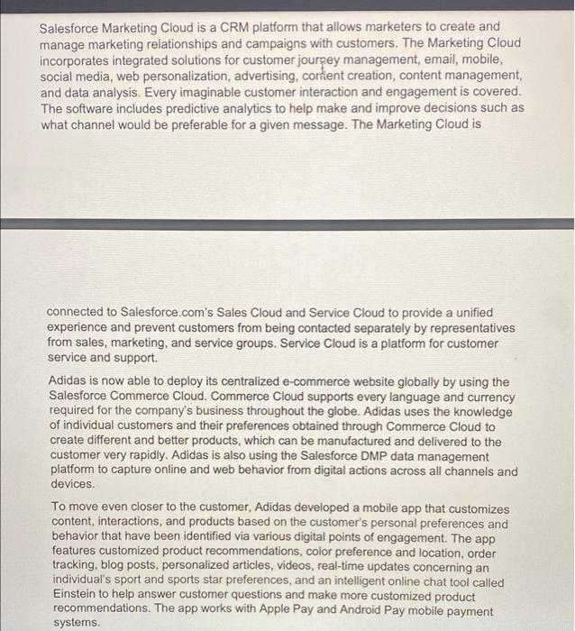 answer each question Case Study CRM Helps Adidas