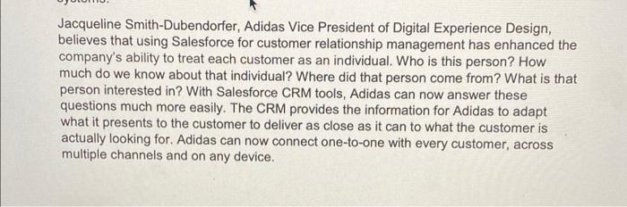 answer each question Case Study CRM Helps Adidas