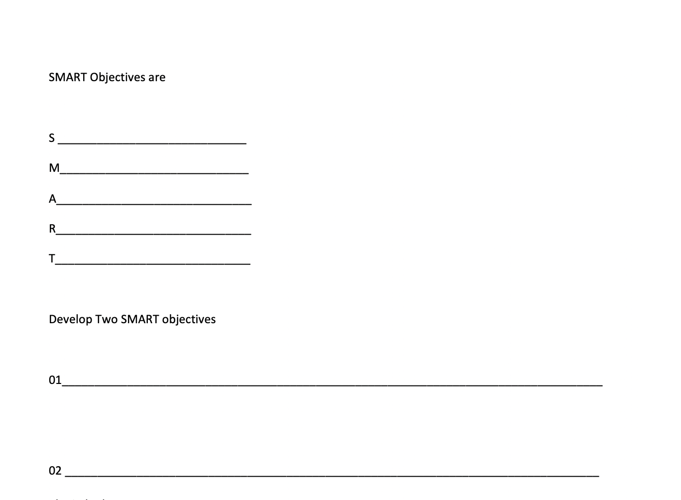 SMART Objectives are S M A R T Develop Two SMART