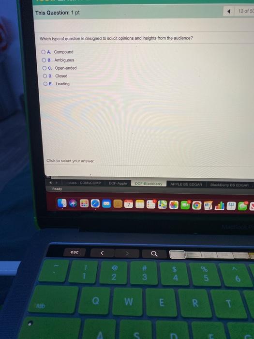 This Question: 1 pt 12 of 5 Which type of