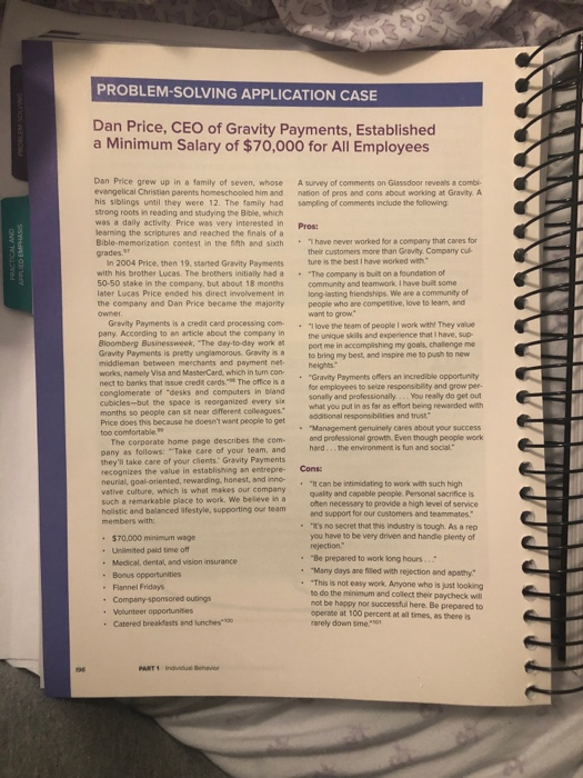 PROBLEM SOLVING APPLICATION CASE Dan Price, CEO