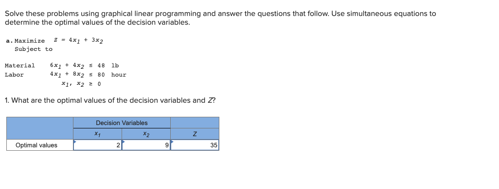 Solve these problems using graphical linear