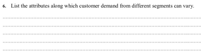 6. List the attributes along which customer